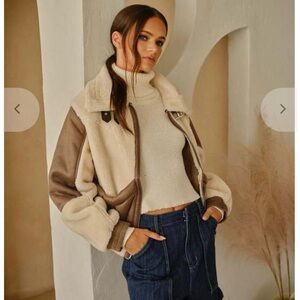 BOHME Faux Leather Shearling Jacket- NWT- Size S